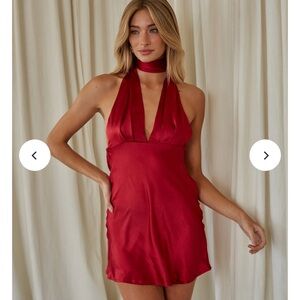 American Threads Red Halter Babydoll Dress